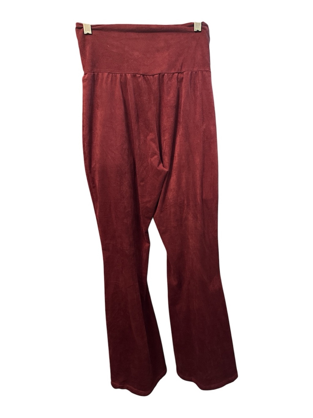 Turquoise Haven Pant High Waist Maroon Wide Leg Velour Size Small